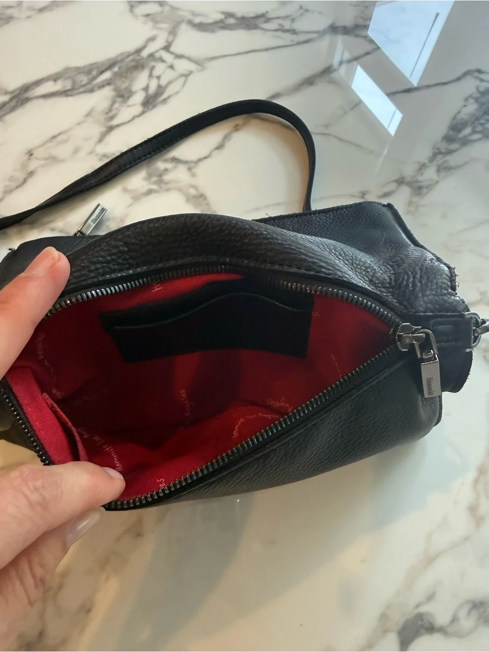 Hammitt Ryan Black Leather Crossbody/Clitch with Gunmetal Studs